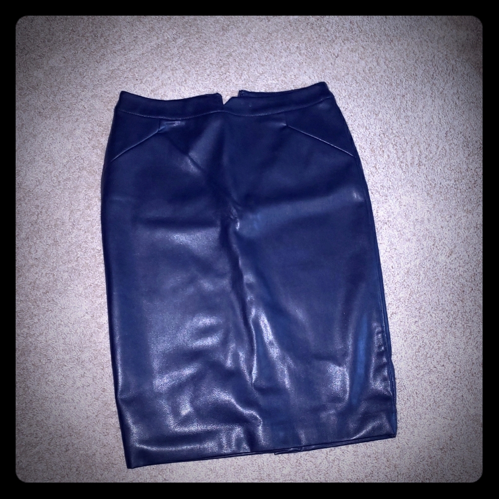Faux leather pencil skirt.
